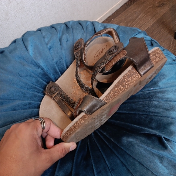 Aetrex Jillian Walnut Dark Brown Leather Sandals Size 6 - Picture 3 of 6